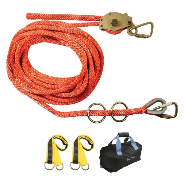 100' Temporary Rope HLL System (2-person Hollow-Core Polyester Rope)