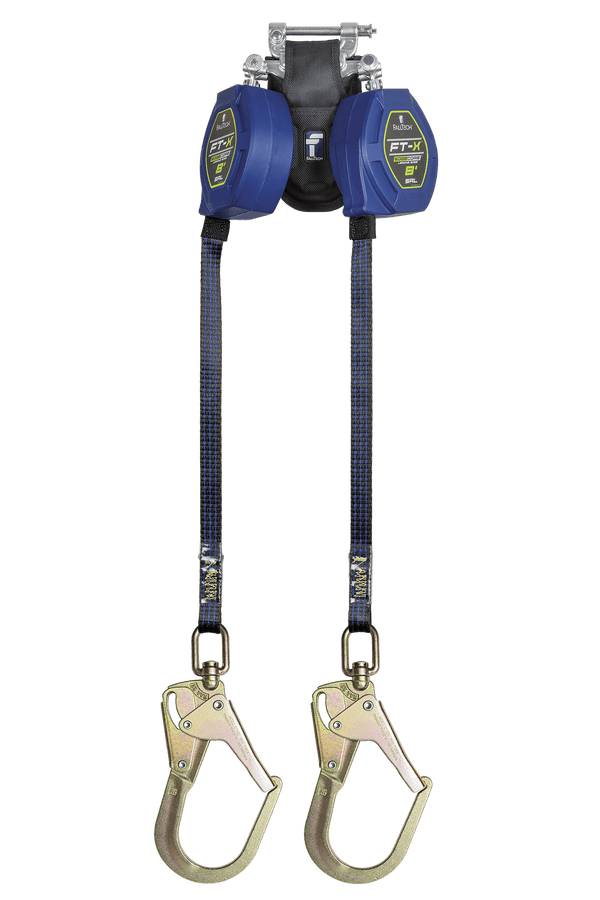 8' FT-X® EdgeCore™ Class 2 Leading Edge Personal SRL-P, Twin-leg with Steel Swivel Rebar Hooks with SpeedLink™