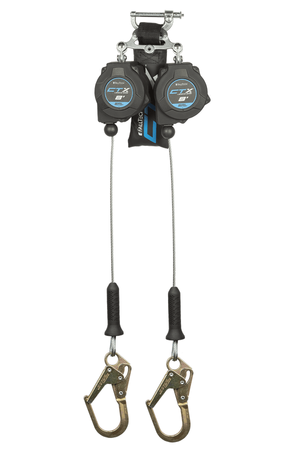 8' CTX™ Cable Class 2 Leading Edge Personal SRL-P, Twin-leg with Steel Mini Rebar Hooks