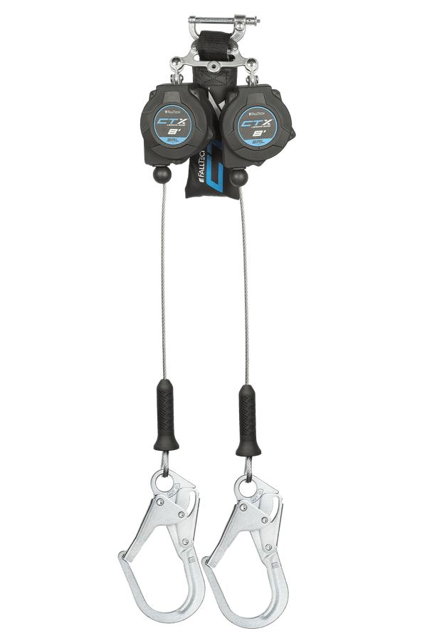 8' CTX™ Cable Class 2 Leading Edge Personal SRL-P, Twin-leg with Steel Rebar Hooks