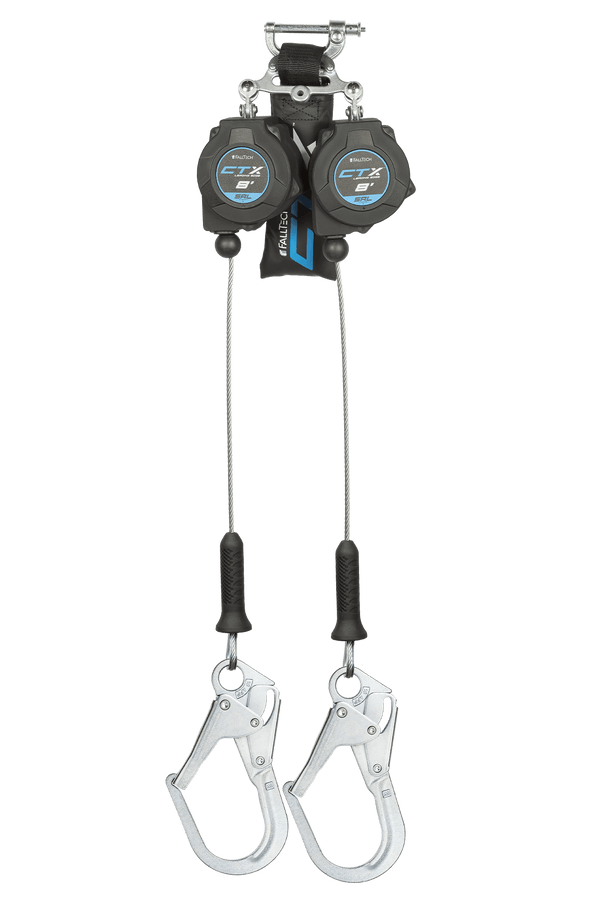 8' CTX™ Cable Class 2 Leading Edge Personal SRL-P, Twin-leg with Steel Rebar Hooks