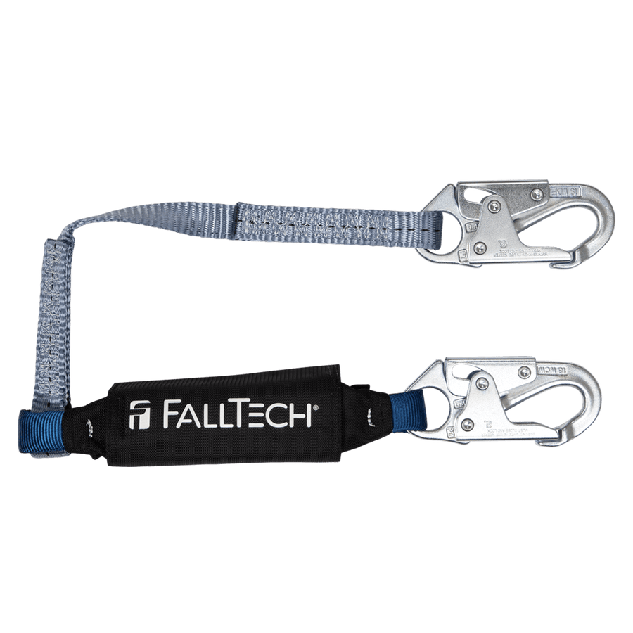 FallTech 8253 - 3' ViewPack Energy Absorbing Lanyard, Single-Leg with Steel  Snap Hooks