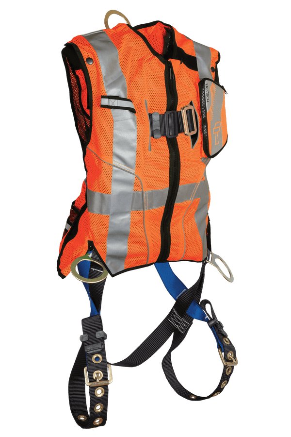 Hi-Vis Orange Class 2 Vest with 3D Standard Non-Belted Full Body Harness