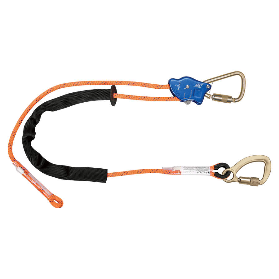 Tower Climber Rope Positioning Lanyard with Aluminum Adjuster with Steel Carabiners