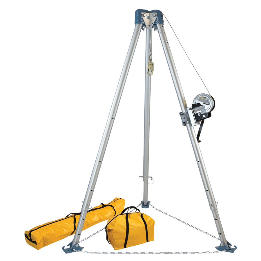 11' Confined Space Tripod System with 120' Galvanized Steel Personnel Winch