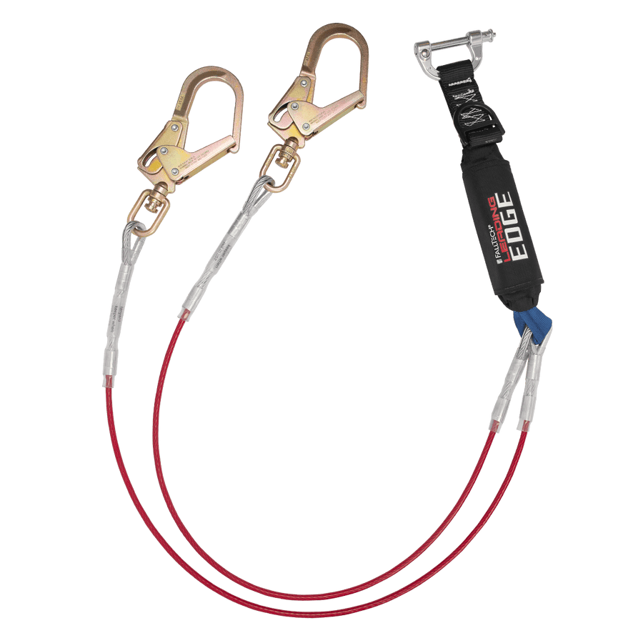 6' Leading Edge Cable Energy Absorbing Lanyard, Double-Leg with Rebar Connectors