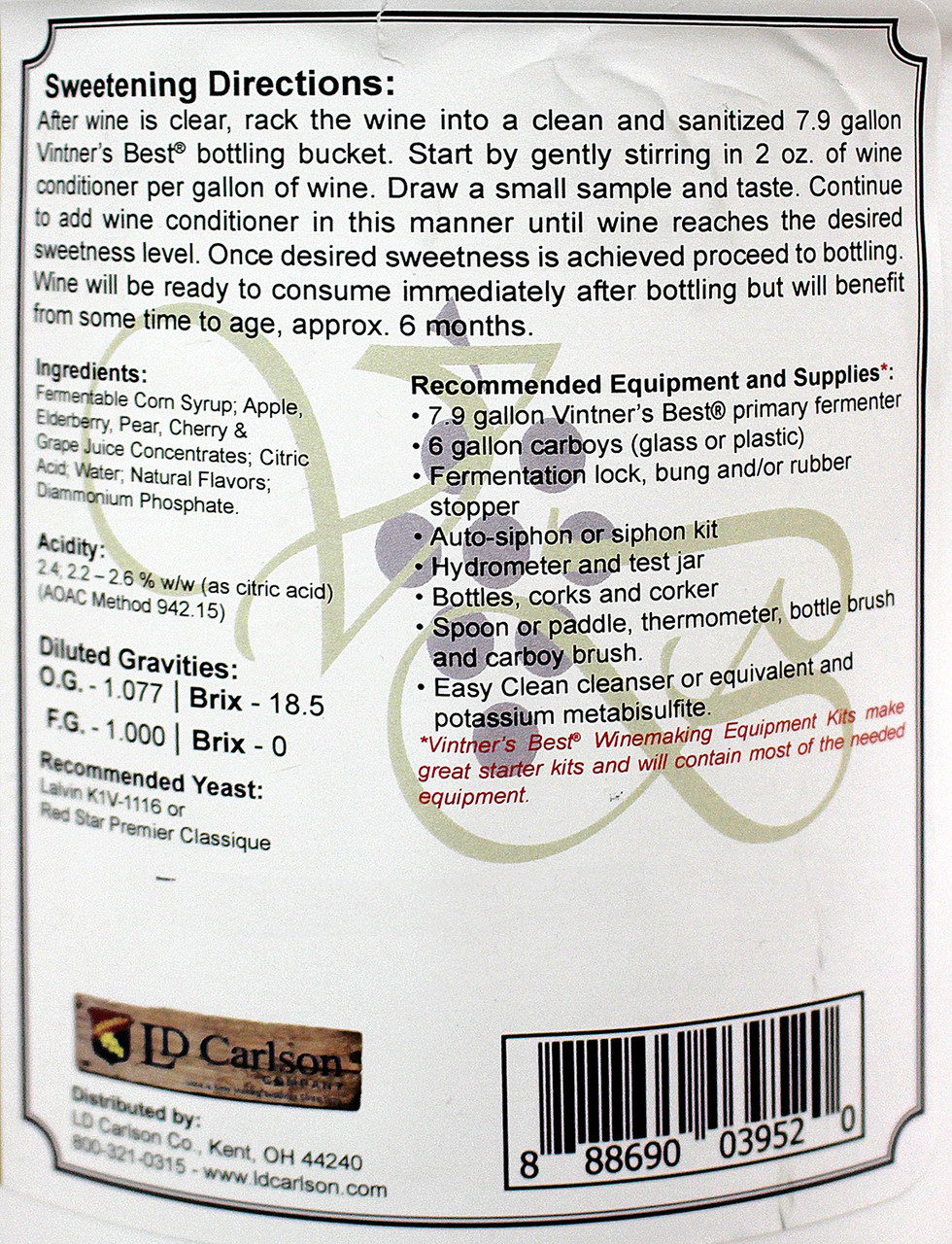 Vintner's Best Black Cherry Fruit Wine Base128 oz. Jug Home Brew Ohio