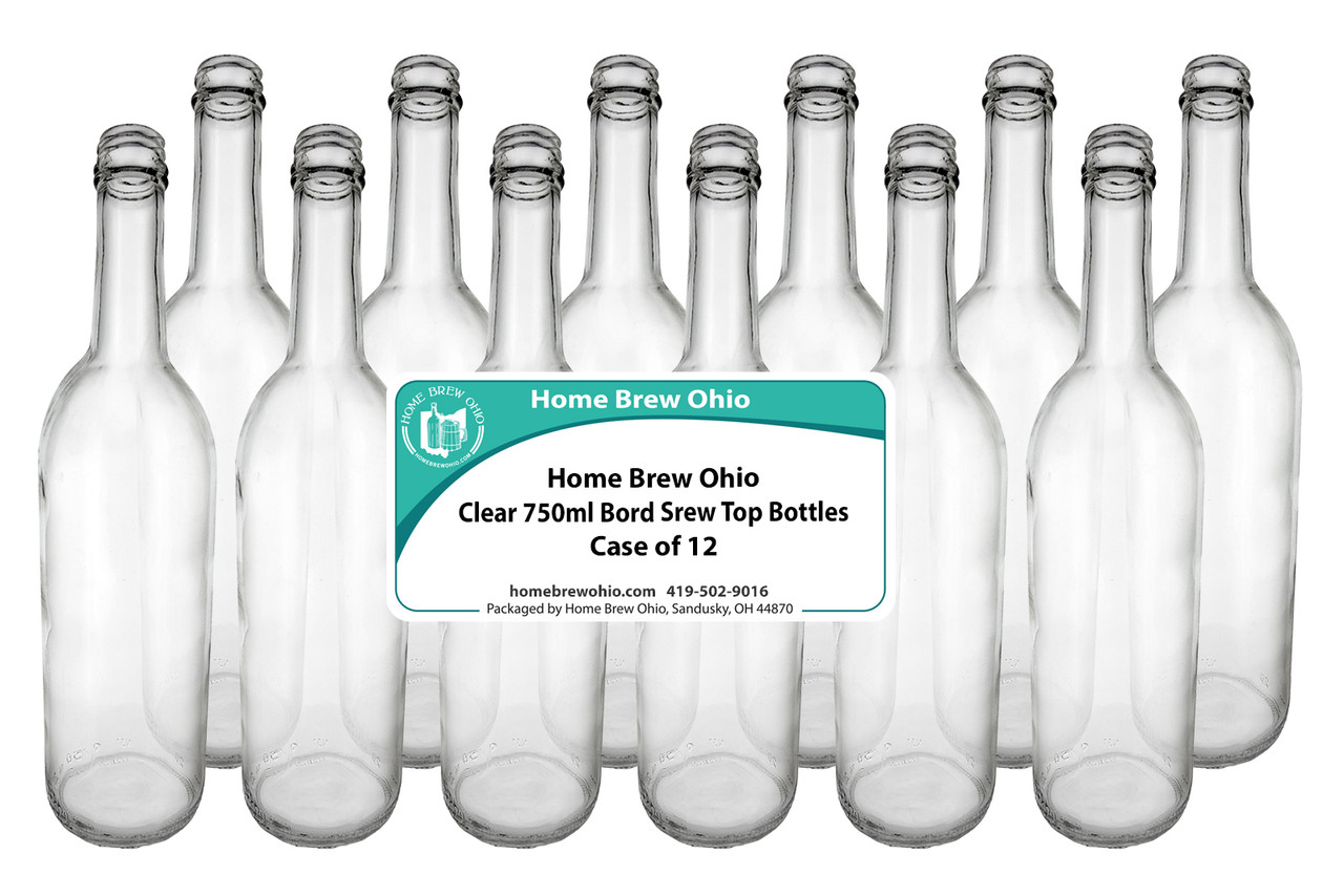 Home Brew Ohio 750 ml Clear Screw Cap Wine Bottles with 28 mm Metal Screw Caps