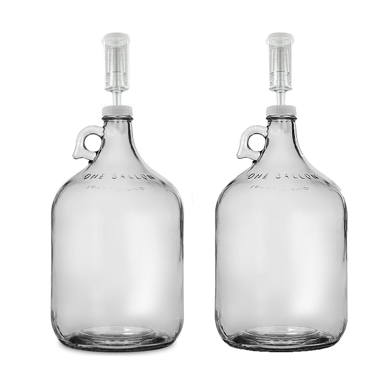 Home Brew Ohio One Gallon Glass Jug with 38mm Cap with Hole and Airlock Set  of 2