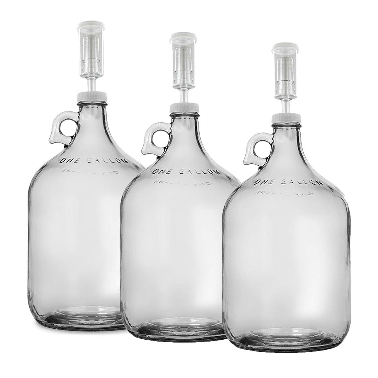 Home Brew Ohio One Gallon Glass Jug with 38mm Cap with Hole and Airlock Set  of 2