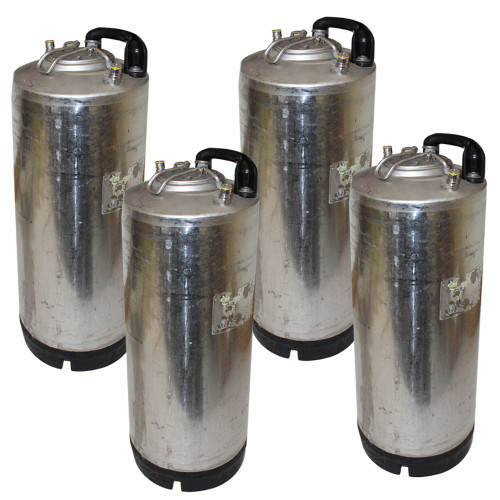 Single Handle Ball Lock Corny Keg, 5 Gallon, Used Factory Reconditioned (Set of 4)