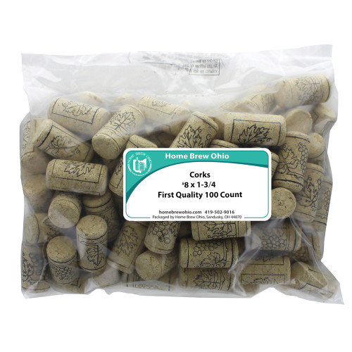 Home Brew Ohio 8 X 1 3/4 First Quality Wine Corks 100 count