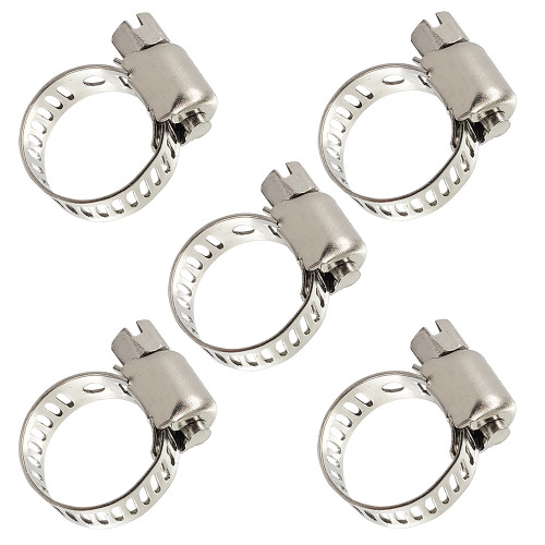 Hose Clamp 5/16" Band Mini Worm Gear Clamps Range 1/4-5/8 Set of 5
