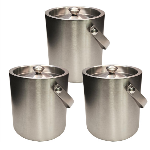 Home Brew Ohio Stainless Steel Double Wall Ice Bucket 1 Liter 3 Pack