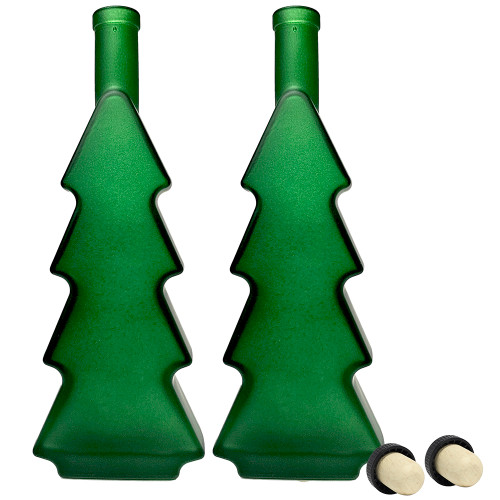 Christmas Tree 500ml Green Bottles by Home Brew Ohio 2pk Corks Included