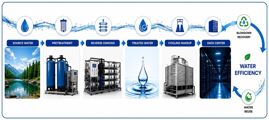Pure Aqua data center cooling water treatment process