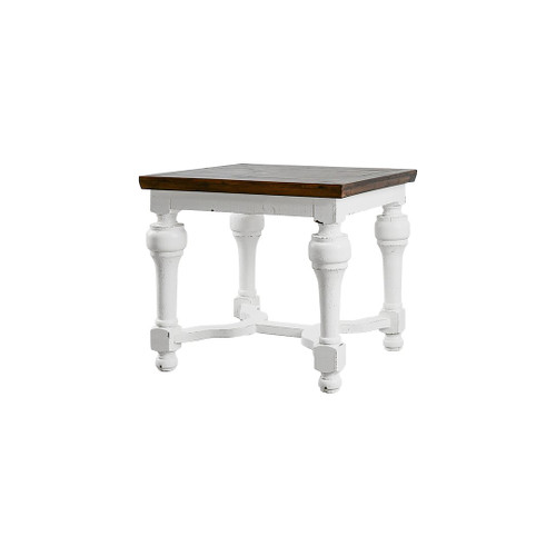 Aged White Lufkin End Table