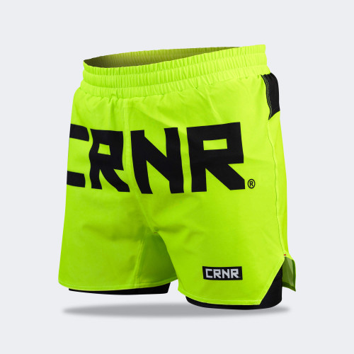 CRNR Functional Combat Shorts, Combat Corner Shorts, Chartreuse 5 Inch Shorts