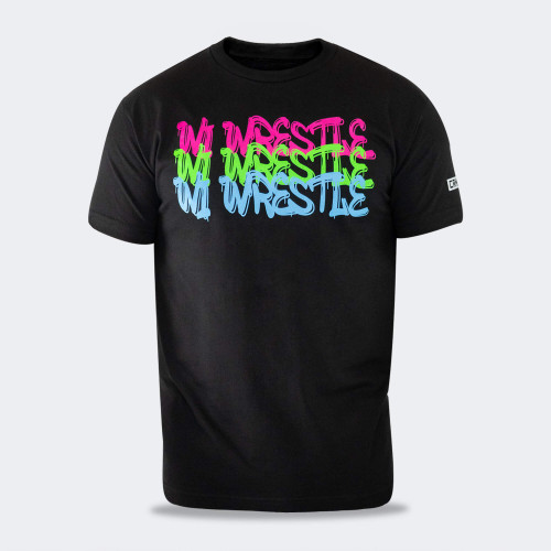 Product photo of Combat Corner’s exclusive WI Wrestle Neon Tee. This photo shows the front of Combat Corner’s WI Wrestle Neon Tee. This collab Neon Tee is part of Combat Corner’s sponsorship of WI Wrestle, the number one news source and fan center for Wisconsin wrestling.