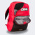 Product photo of the front left angle of the red Combat Corner Vital 30 Training Backpack showing the bag's open storage compartments and pockets