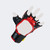 Palm view of the Combat Corner Red Ammy MMA Tech 6oz. Fight Glove, showing the open-palm design, black and red leather construction, and an adjustable wrist strap on a light gray background.