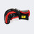 A left side profile view of the Combat Corner Red Ammy MMA Tech 6oz. Fight Glove in black and red, showcasing the padded thumb profile and wrist strap on a light gray background.