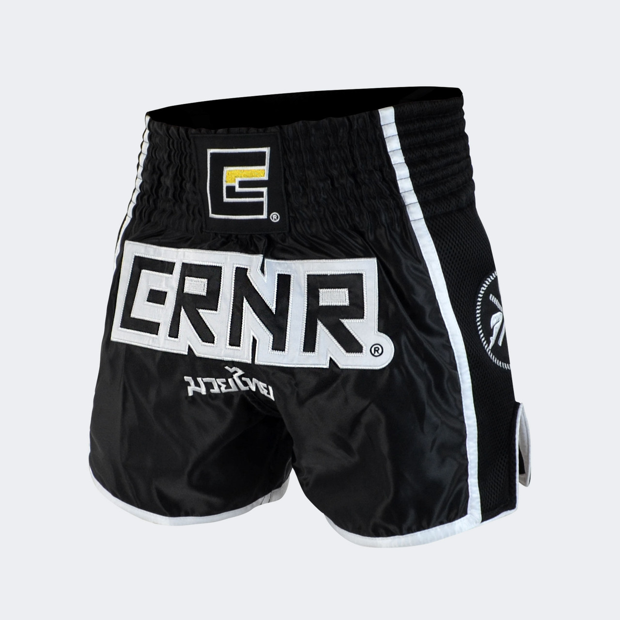 CRNR Muay Thai Shorts | Black/White | Combat Corner