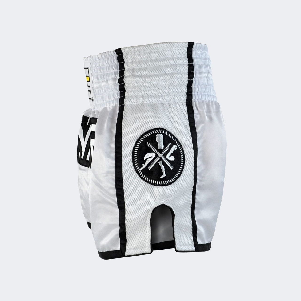 CRNR Muay Thai Shorts | White/Black | Combat Corner