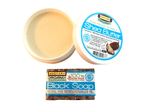 Shea Butter Hand Moisturizer and Black Soap Bar 