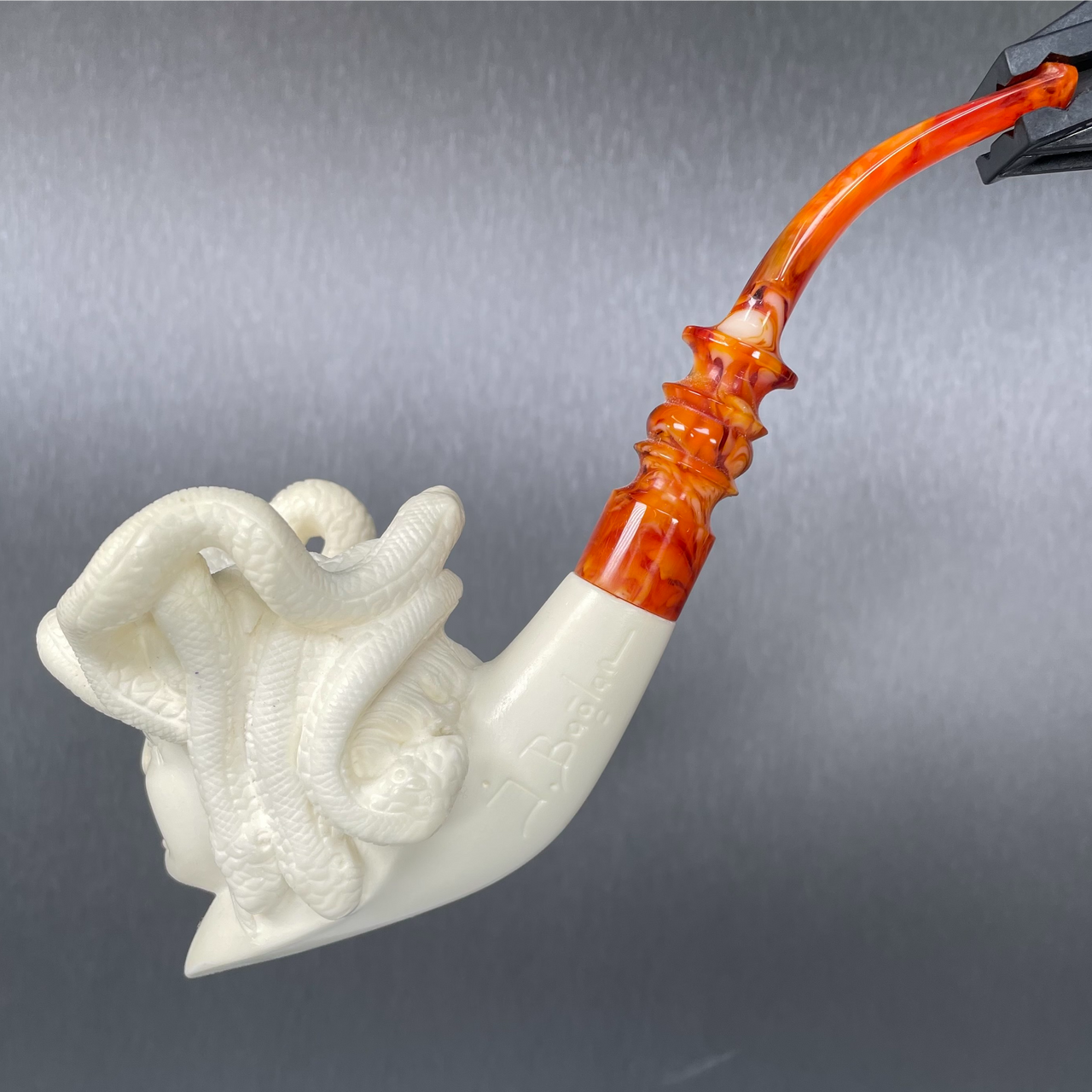 The Malevolent Medusa 1/4 Bend Meerschaum Pipe, M74032 The Malevolent Medusa 1/4 Bend Meerschaum Pipe, M74032
