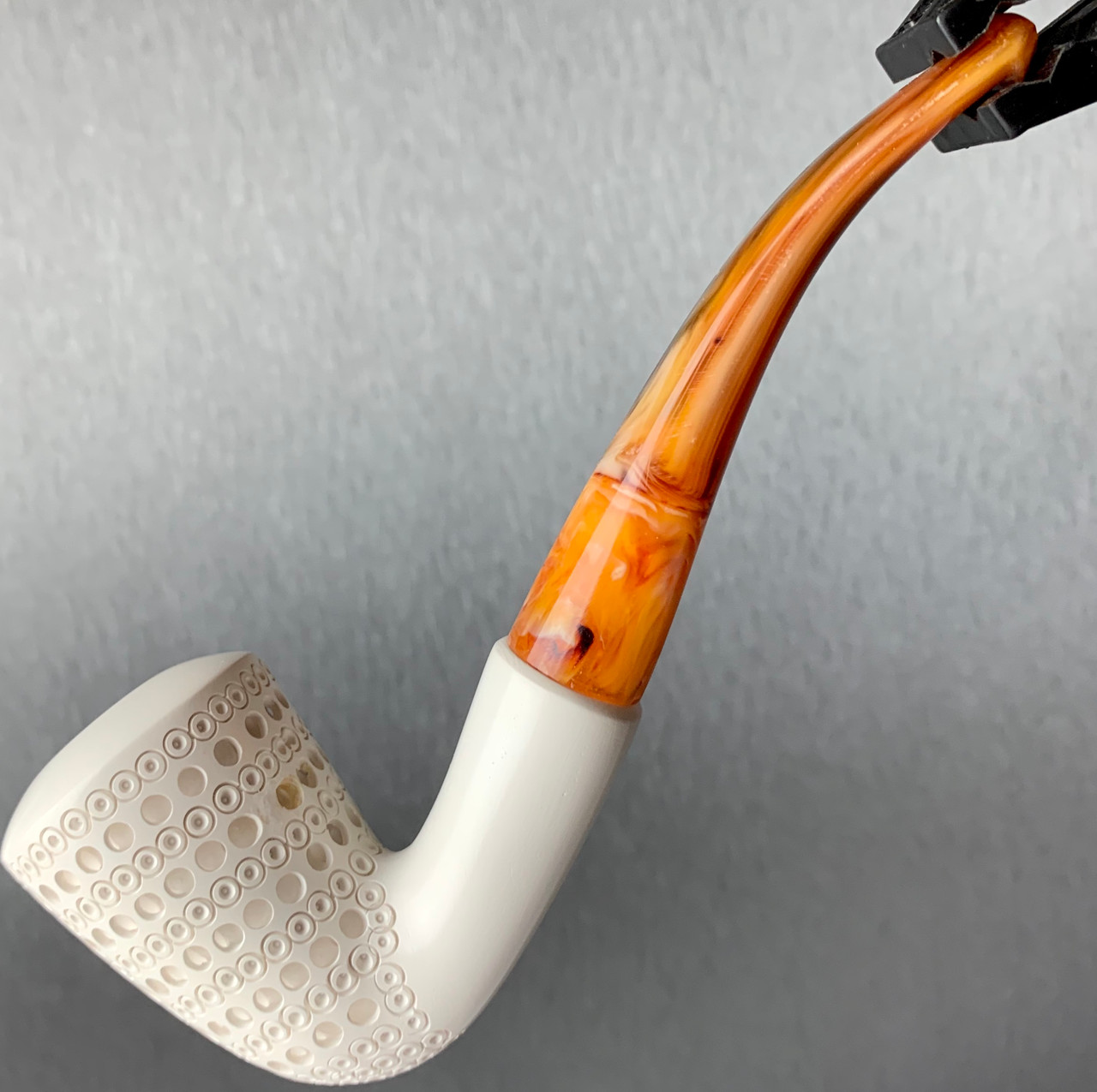 Smooth White with Meerschaum Calabash Tobacco Pipe By Paykoc