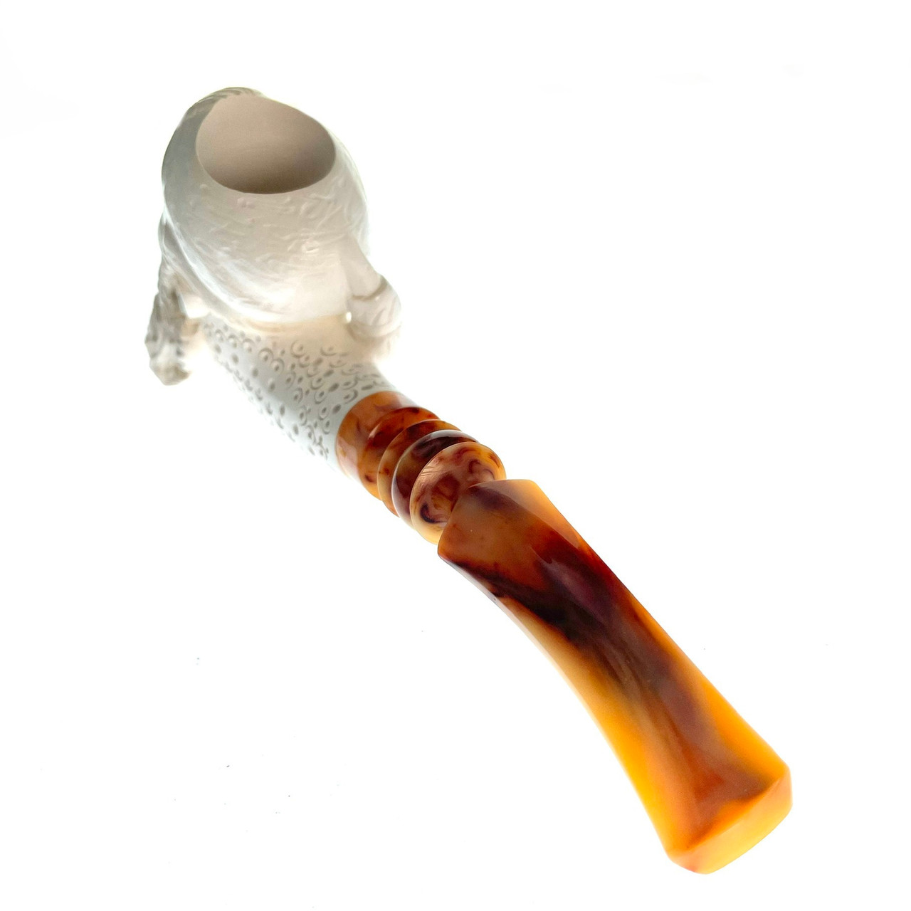 Meerschaum Midnight Smoke Tobacco Pipe w/ Lattice Accents 1/4 Bend By  Paykoc M19004