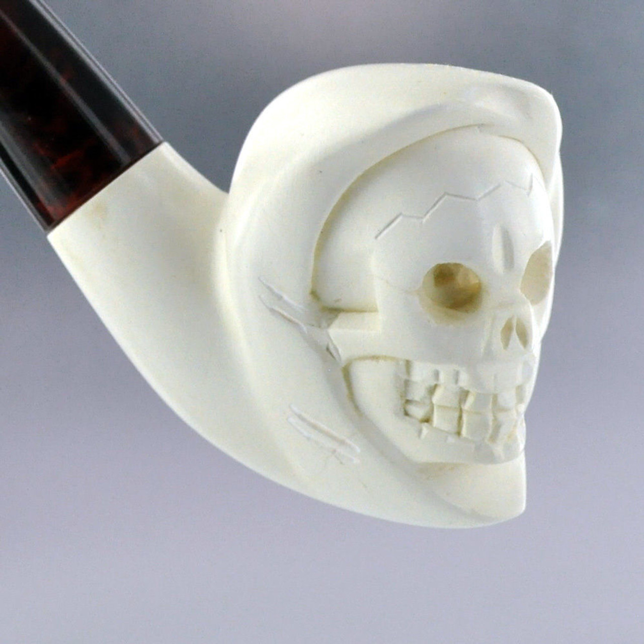 Meerschaum Sweeping Head Grim Reaper Tobacco Pipe 3/4 Bend By 