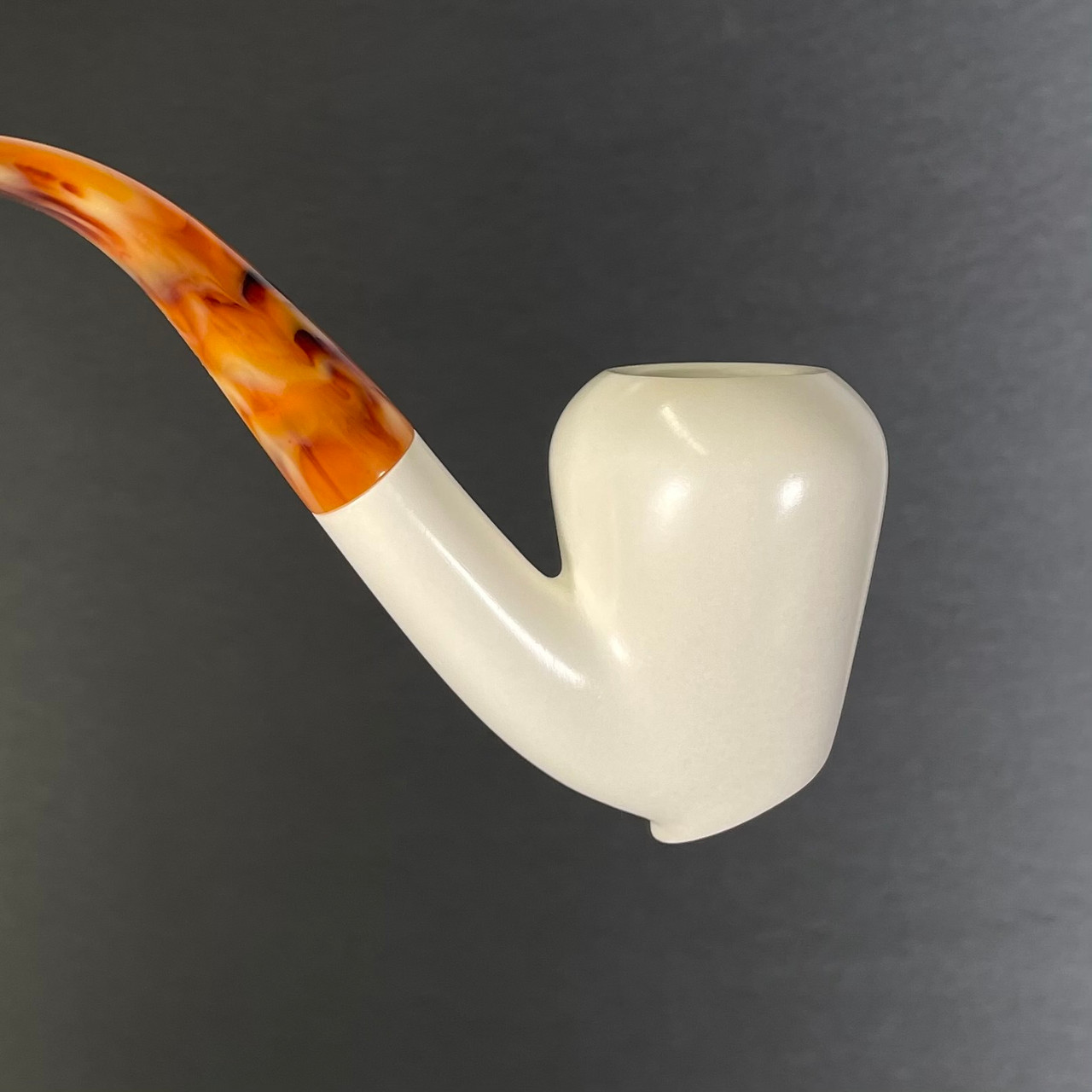 Smooth White with Meerschaum Calabash Tobacco Pipe By Paykoc, M02306 -  Paykoc Pipes