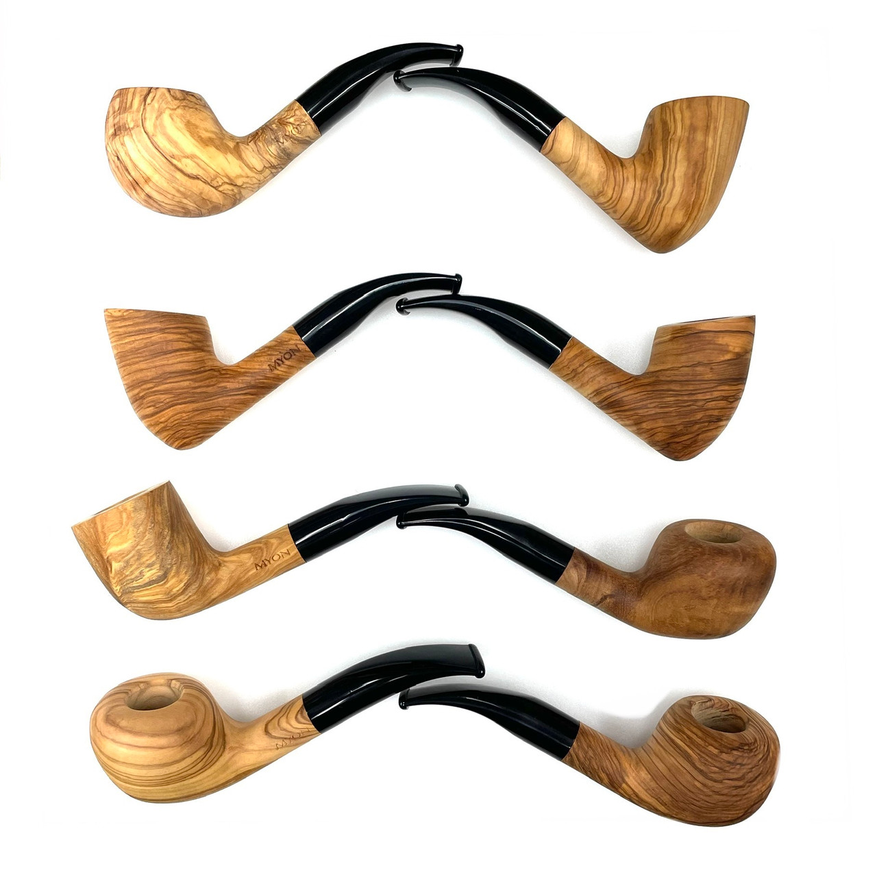German Olive Wood Tobacco Pipes 3mm Stem 1 Count Assorted - Paykoc Pipes