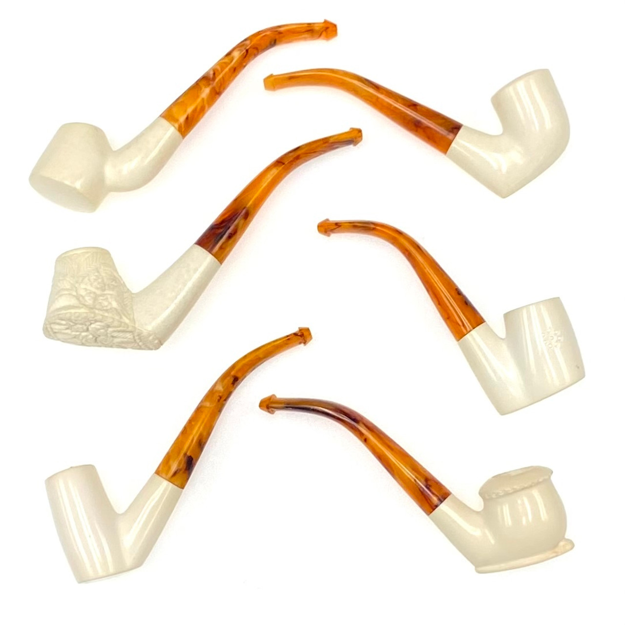 工芸品 Gold blue lumpy pipe Browned Big Bend Oom Paul Meerschaum Pipe By Paykoc M03011