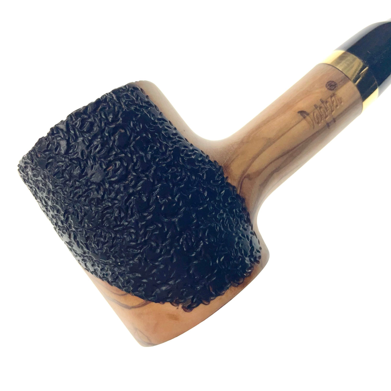 Rustic Olive Wood with Meerschaum Lining Poker Tobacco Pipe 5.5