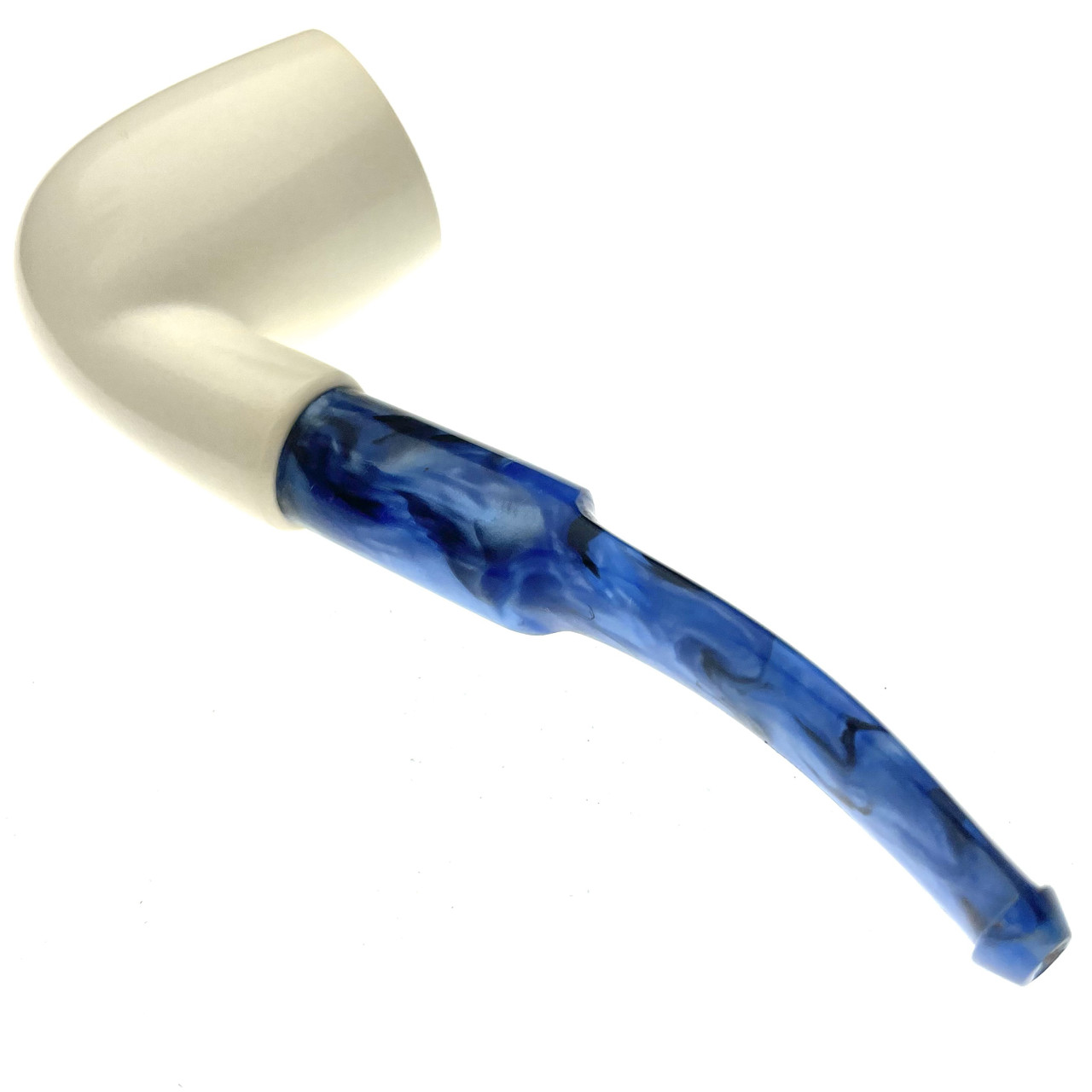 Smooth Billiard Finish w/Pearlized Blue Stem Meerschaum Pipe By