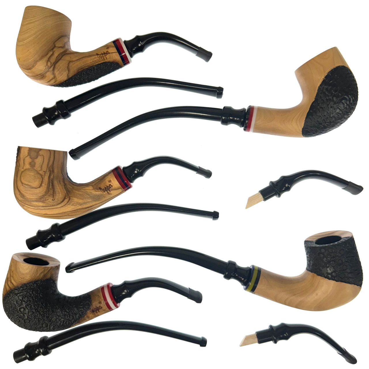 ☆MONOROW☆ Sarabak Etop Olivewood Tobacco Pipe with Standard and Churchwarden Stem