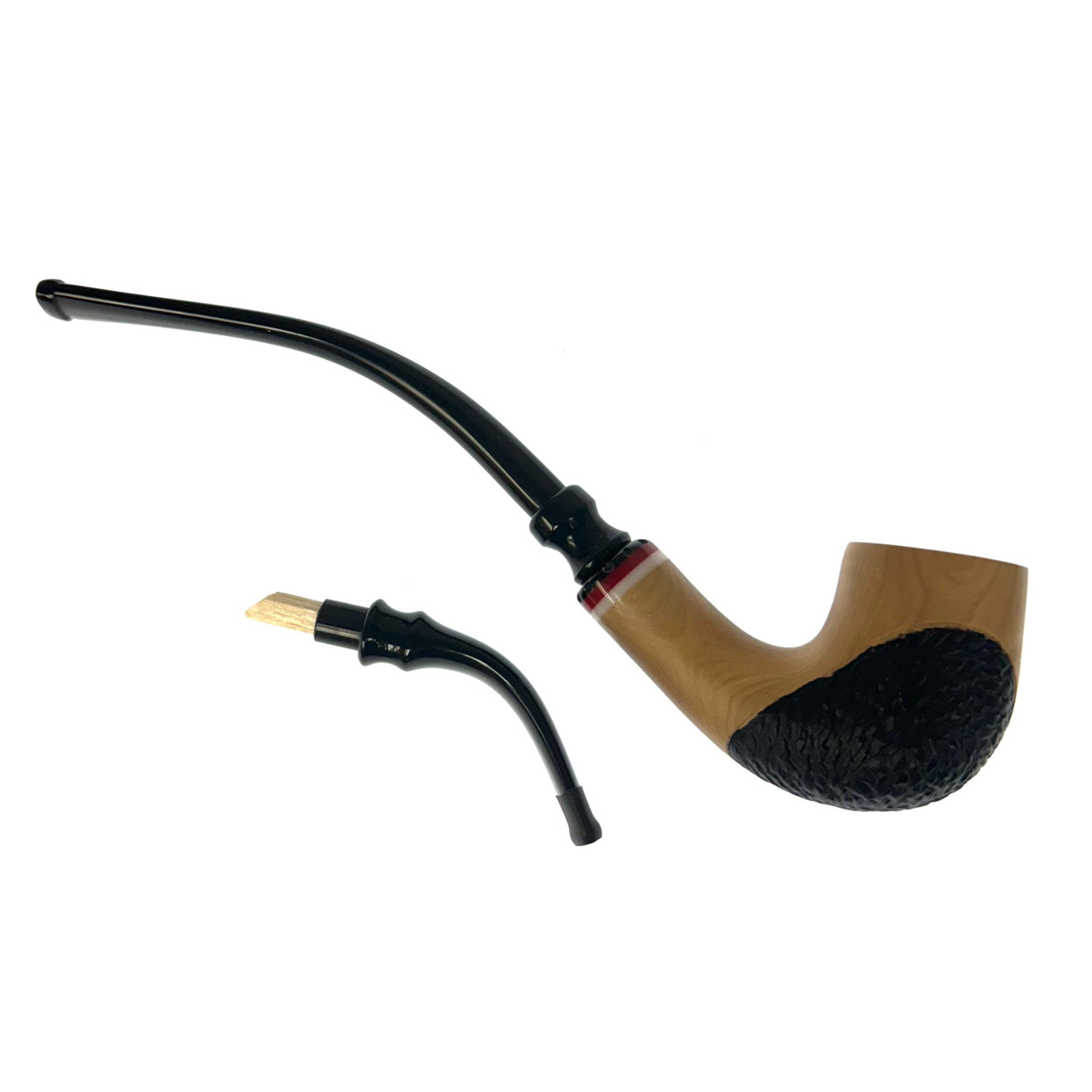 Knight VP122 – Pipa Churchwarden – Stile Signore Degli Anelli – Lunga 21 Cm – Con Filtro E Supporto