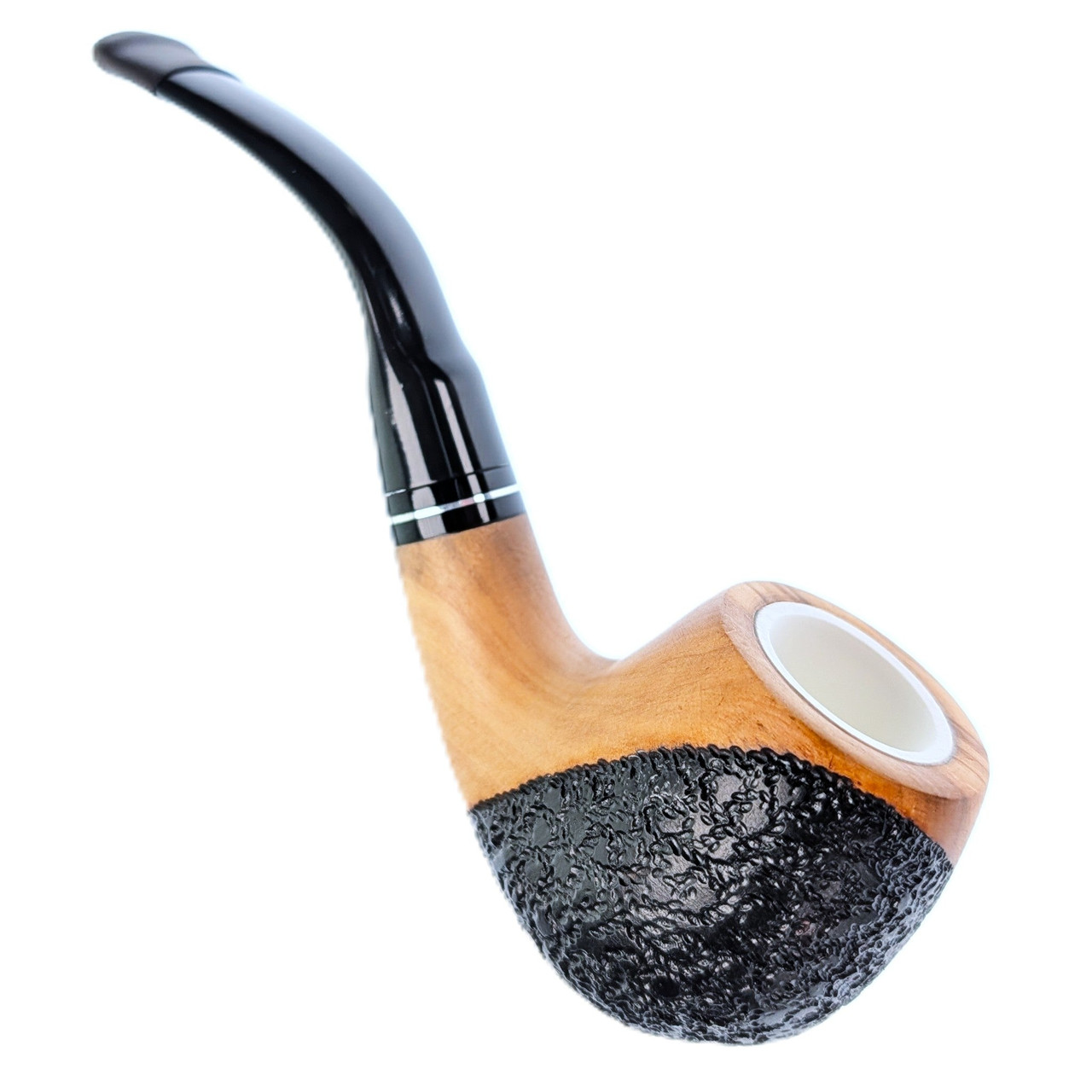 The Ephesus Series — Rusticated Olive Wood Apple Pipe with 