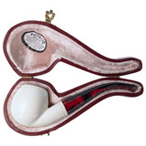 Ringed Bowl & Shank Smooth Round Ball Apple Meerschaum 1/2 bend Ruby Shank Pipe by Paykoc M02053