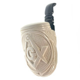 Freemason Elaborate Design Tall Billiard Bowl Full Bend Meerschaum Pipe by Paykoc M06012