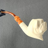 Smooth White with Meerschaum Calabash Tobacco Pipe By Paykoc