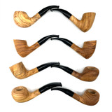 German Olive Wood Tobacco Pipes 3mm Stem 1 Count Assorted