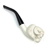 Medium Meerschaum Ram's Head 3/4 Bend Tobacco Pipe With Lattice By Paykoc M01419