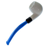 Handsome Apple Half Lattice Meerschaum Pipe Push Pull Pearl Blue Stem Handsome Apple Half Lattice Meerschaum Pipe Push Pull Pearl Blue Stem