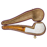 Teardrop Lattice Finish Apple 1/4 Bend & Long Meerschaum shank Pipe by Paykoc M02008(L)