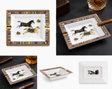 Decorative Horse Porcelain Cigar Ashtray – 5” x 6” Gold Accent Ceramic Ashtray