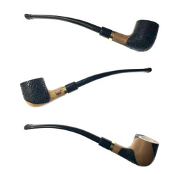 Rustic Billiard Olive Wood Tobacco Pipe Featuring Meerschaum Bowl Interior 1 Count Assorted Rustication